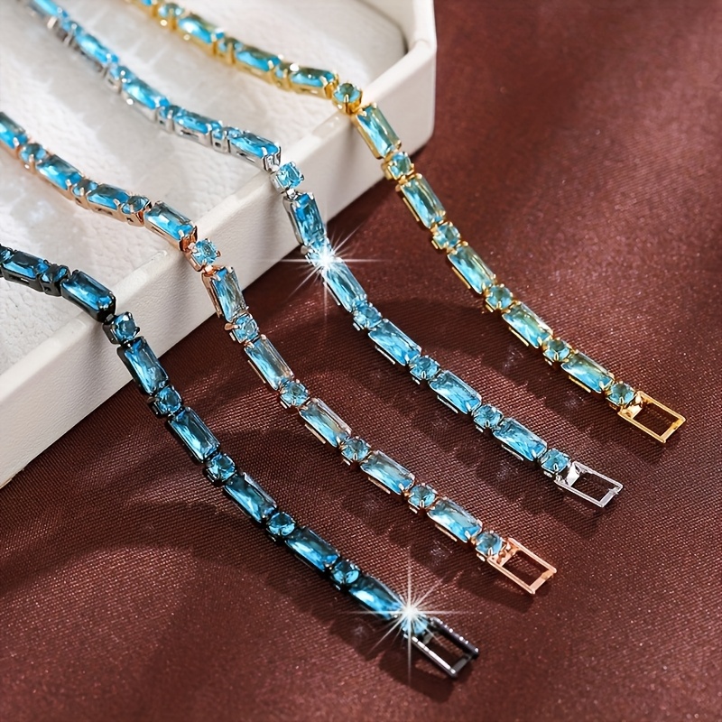 Vintage Ocean Zirconia Bracelet - Women's Delicate Bangle